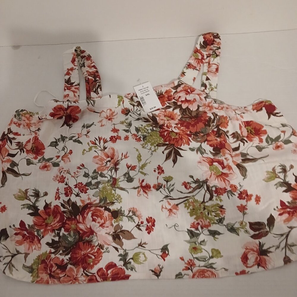 NWT Ricki's XXL Linen Blend Floral Tank Top - Picture 2 of 7